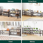 Smiry Bamboo Shoe Rack for Closet, 5 Tier Wooden Stackable Shoe Organizer, Free Standing Shoes Storage Shelf for Entryway, Fr