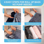 Compression Bags for Travel - Travel Essentials - 30 Pack Space Saver Bags - No Vacuum Needed - Compression Packing Bags for 