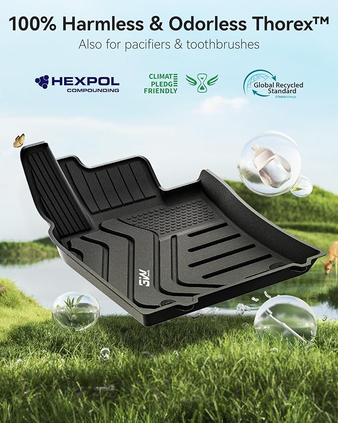 3W Floor Mats (with Carpets) Fit Lexus ES (2019-2024 ES350/ES300h & 2025 ES300h/ES Hybrid), TPE All Weather Custom Fit Floor Liner for Lexus ES 1st and 2nd Row Full Set Car Mats, Black