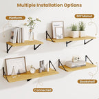 Deep Floating Shelves for Wall,30" Wx10 D Wood Floating Shelf Set of 2,Sturdy Metal Bracket Wide Display & Storage,Wall Mount