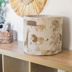 Crane Baby Fabric Round Nursery Storage Basket, Toy Storage, Safari Animal, 13"x12", Toy Basket, Baby Storage Organizer, Toy 