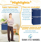 SAM AND MABEL Toy Storage Organizer with Play Mat for Kids – 13" x 13" x 13" Storage Box, Stackable and Foldable Cubby Basket