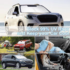 3PCS Car Window Shades Front Windshield Sun Shade Foldable Window Shade Custom Fit for 2019-2024 Subaru Forester Accessories Car Shades for Front Windows Anti-UV Rays Block Heat