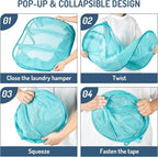 Seiritex Mesh Popup Laundry Hamper 3 Compartment Sortable Horizontal Collapsible Laundry Basket for Clothes Laundry Room Bedr