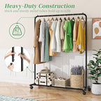 Simple Trending Standard Clothes Clothing Garment Rack with Storage Shelves, Rolling Clothes Organizer on Wheels for Hanging 