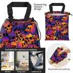 Car Trash Bag Large Hanging Can for Back of Seat, Cute Waterproof Car Garbage Bag for Vehicle, Travelling, Outdoor Colorful Skull Pattern