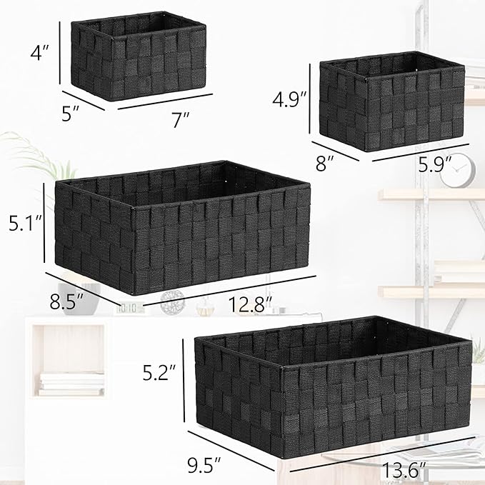 Posprica Woven Storage Baskets for Organizing 6 Pack, Large&Small Storage Cube Bins Set for Bathroom, Storage Boxes Container
