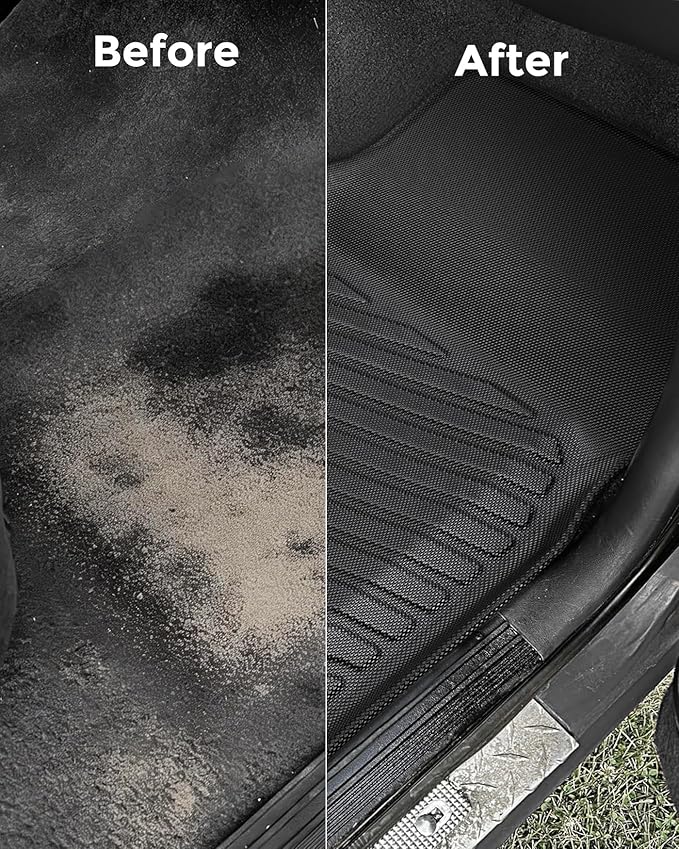 CreekT® for Ford F150 & Bronco Floor Mats 1980-1996, for F250/F350 1980-1997 All Weather Floor Mats, Custom Fit for Ford F-150 & Bronco, 2-Piece Front Set Rubber Heavy Duty Classic Truck Accessories