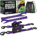 Rhino USA Retractable Ratchet Straps (2-Pack) - 1 Inch x 10 Feet (1,209lb Break Strength) - Auto Self Retracting Tie Down Straps for Truck, Cargo Trailer, Motorcycle, ATV, UTV - Purple