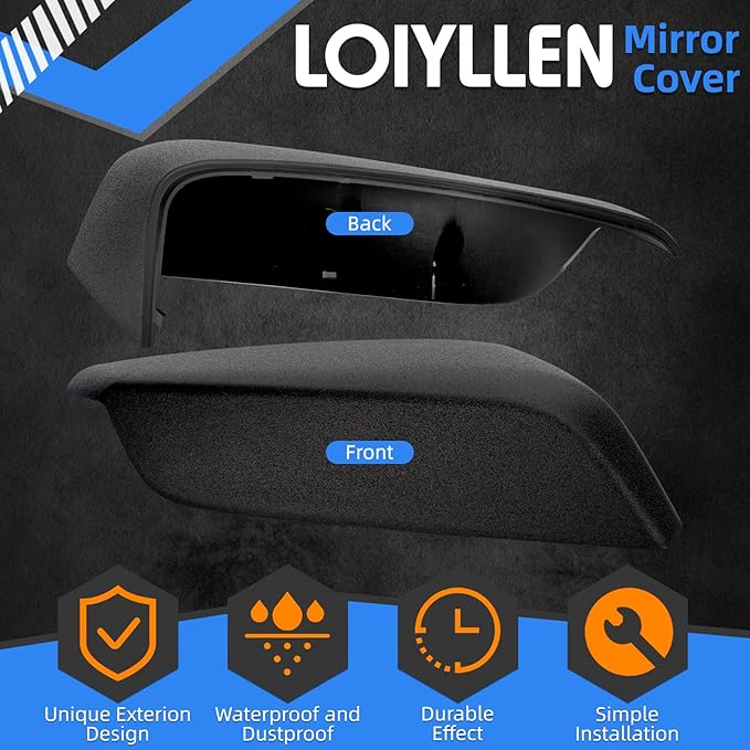 Passenger Side Mirror Cover Replacement for Chevrolet Chevy Malibu 2016 2017 2018 2019 2020 2021 2022 2023 2024 2025 - Right Side Mirror Covers, Rear View Mirrors Cap Accessories Textured