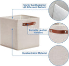 Temary 11x11 Storage Cubes Fabric Storage Cubes Storage Bins with Dual Leather Handles Canvas Storage Boxes for Organizing Ho