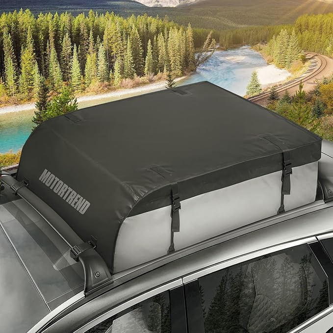 Motor Trend Rooftop Cargo Carrier - Heavy Duty Roof Rack with Adjustable Straps, Waterproof Soft Top Cargo Bag for Vehicle