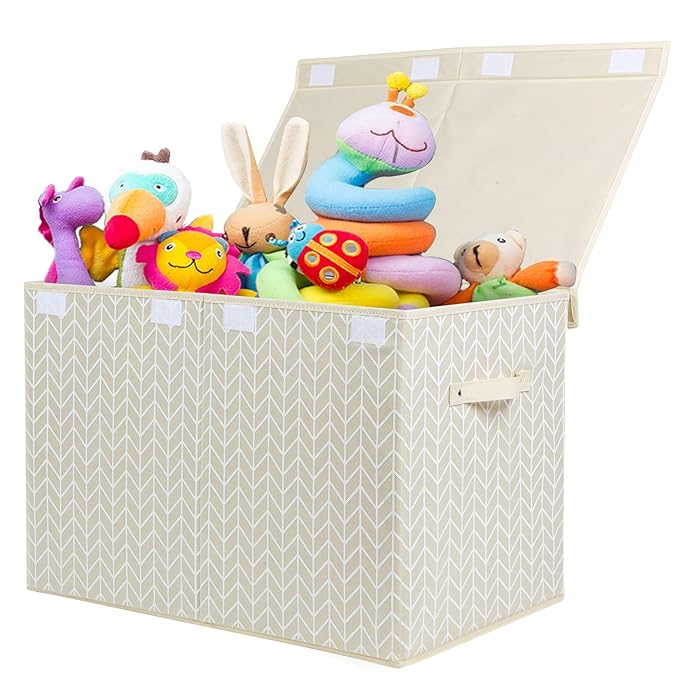 Mayniu Kids Toy Storage Box Chest with Lid, Sturdy Toy Bin Organizer for Kids, Girls, Boys, Living Room, Nursery, Bedroom, Pl