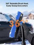 AstroAI 47.2" Ice Scrapers for Car Windshield and Extendable Snow Scraper with Foam Grip and 360° Pivoting Brush Head for Christmas Car Auto Truck SUV(Blue)