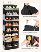 ULG Over The Door Shoe Organizer with 16 Large Pockets, Hanging Shoe Rack for Closet Door, Space Saving Shoe Storage for Boot