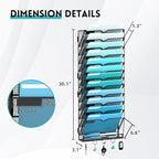 13 Tier Wall File Organizer - Hanging File Organizer with 5 Hooks, Mail Holder Wall Mounted for Papers, Folders, Magazines, B
