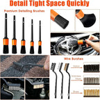 Viewsun Car Cleaning Kit, Orange 17pcs Car Interior Detailing Kit with High Power Handheld Vacuum, Detailing Brush Set, Winds