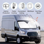 Front Windshield Sun Shade Foldable Car Front Window Sun Shade Windshield Shade Custom Fit for 2022-2026 Ford E-Transit Block UV Rays Car Accessories Heat Keep Cooler
