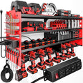 POKIPO Large Power Tool Organizer Wall Mount with Charging Station,4 Layer Heavy Duty Metal Tool Storage Shelf Loads 600lbs,B