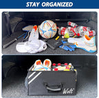 WOLT Car Trunk Organizer with Lid, Collapsible Multi Compartment SUV Organizer with Non-Slip Base Adjustable Straps
