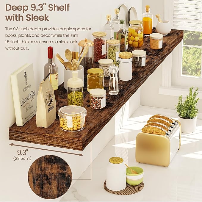 Vivelove Floating Shelves for Wall Mounted, 48 Inches Long Shelves, Display Shelf for Bathroom Living Room Kitchen Bedroom Of
