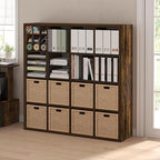 Furinno Cubicle Book Shelf, 16-Cube Bookshelf, Extra Thick Frame Reversible Bookcase with Open Back, 14.6" x 58" x 58", for L