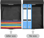 Hleelomi Collapsible File Box with Lid & Plastic Slide - Hanging Document Organizer for Office/Home, 14.96x12.6x10.83 Inch,Da