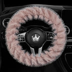 Fuzzy Winter Steering Wheel Covers for Women, Warm Cute Fluffy Car Wheel Cover for F150, Trucks, Jeep, Van, Soft Furry Auto Plush Large Car Handle Cover for Cold Weather, 15.2-16in, Pink