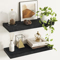 Fun Memories Floating Shelves - 2 Pack 9.3 Inch Deep Rustic Wooden Wall Shelves - Wall Mounted Storage Shelf with Invisible B