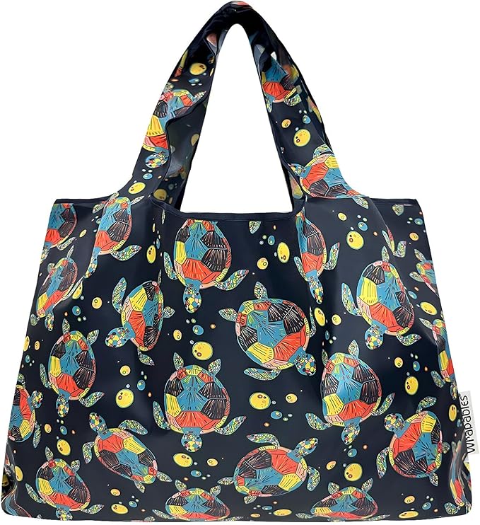 allydrew Large Foldable Tote Nylon Reusable Grocery Bags, 6 Pack