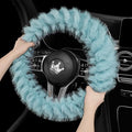 Fuzzy Winter Steering Wheel Cover for Women, Warm Cute Fluffy Car Wheel Cover for Sedan, SUV, Soft Furry Girly Plush Car Handle Cover for Cold Weather, 14.75-15.15in, Green