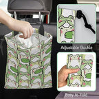 Cute Frog Car Garbage Bag,Waterproof Small Car Trash Bag Hanging Back of Seat,Drawstring Hanging Car Trash Bag with Adjustable Buckle for Car Accessories