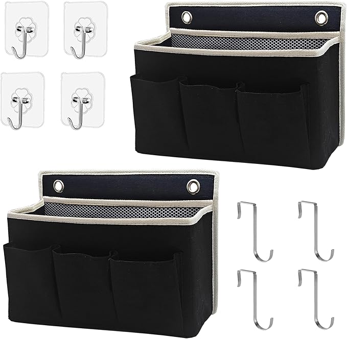 2-Pack Wall Hanging Organizer Bag/Hanging Baskets with Large Mesh Compartment & 3 Pockets，Over the Door Organizer Space Savin