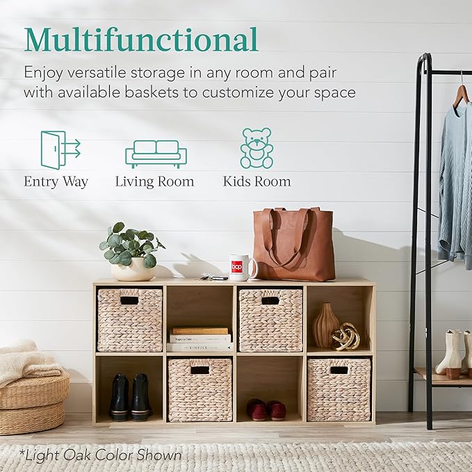 Best Choice Products 8-Cube Storage Organizer, 11in Shelf Opening, Bookcase, Display Shelf, Customizable w/ 3 Removable Back 