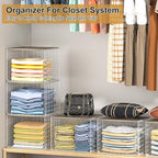 6 Pack Closet Organizers And Storage, Stackable Closet Shelf Organizer Storage Bin Basket For Clothes Sweaters With Top Board