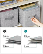 SONGMICS Storage Cubes, 11-Inch Non-Woven Fabric Bins with Double Handles, Set of 6, Closet Organizers for Shelves, Foldable,