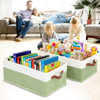3 Pack Large Capacity Storage Bins Closet Organizer for Shelves, Fabric Closet Storage Baskets Boxes with Leather Handles for