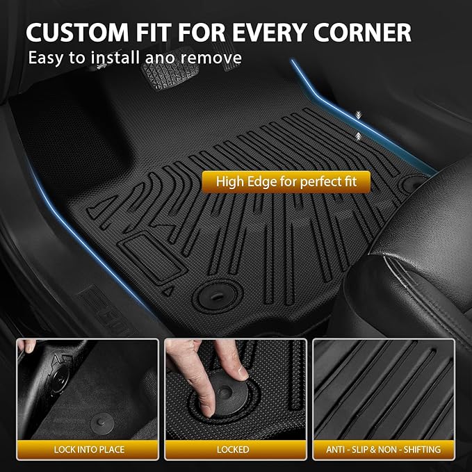 Powerty Floor Mats for 2025 2026 Chevrolet Chevy Equinox (Non EV) / GMC Terrain Car Mat, All Weather TPE Custom Cargo Liner Seat Back Cover Protectors Accessories (Floor Mats+Backrest Mat+Trunk Mat)