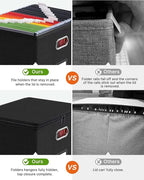 Oterri 2 Pack Large File Organizer Boxes with Lids, File Box with Mesh Pockets, Document Organizer Box for Letter/Legal Size 