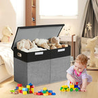Large Toy Storage Box with Lid, Collapsible Toys Storage Organizer Bins with Dividers and Handles, Storage Chest Bin for Kids