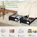 Under Bed Storage with Wheels, 2-Pack Under the Bed Storage Containers with Clear Lids & Label, Underbed Storage Bins, XXL 60