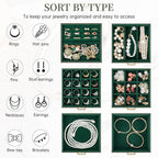 AKOZLIN Jewelry Box Organizer Functional Leather Jewelry Storage Case for Women Girls Ring Necklace Earring Bracelet Holder O