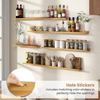 Fun Memories Picture Ledge Shelves Set of 4, 32 Inch Rustic Wall Mounted Floating Shelves with Lip for Home Storage and Décor