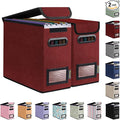 BALEINE File Organizer Box with Lid, Collapsible File Folder Organizer with Plastic Slide, Hanging File Folder Box for Office