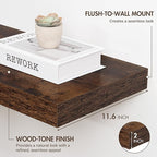 36 Inch Floating Shelves, 12" Deep Floating Shelf Wall Mounted, 36" Wall Shelves, Rustic Deep Bookshelf, Extra Deeper & Thick