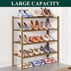 Smiry Bamboo Shoe Rack for Closet, 4 Tier Wooden Stackable Shoe Organizer, Free Standing Shoes Storage Shelf for Entryway, Fr