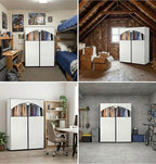 HOLDN’ STORAGE Portable Wardrobe Closet - 65 lb Large Capacity, Internal Heavy Duty Metal Rod, Zipper & Clear Window, Durable