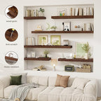72 Inch Floating Shelves, 12" Deep Floating Shelf Wall Mounted, 72" Wall Shelves, Rustic Deep Bookshelf, Extra Deeper & Thick