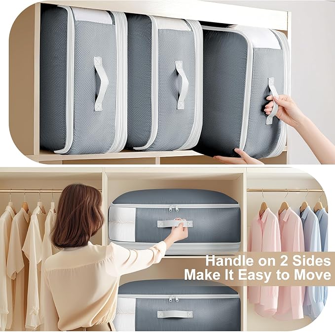 Comforter Storage Bag - 130L Large Capacity Blanket Storage Bags 4-Layer Ultra Space Saving Self Compression Organizer, Washa