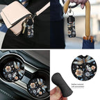 Dragonfly Car Seat Cover Full Set with Auto Steering Wheel Cover Seat Belt Strap Pads Cup Coasters Armrest Pad Floral Keychains Chapstick Holder Universal Fit, 13 PCS